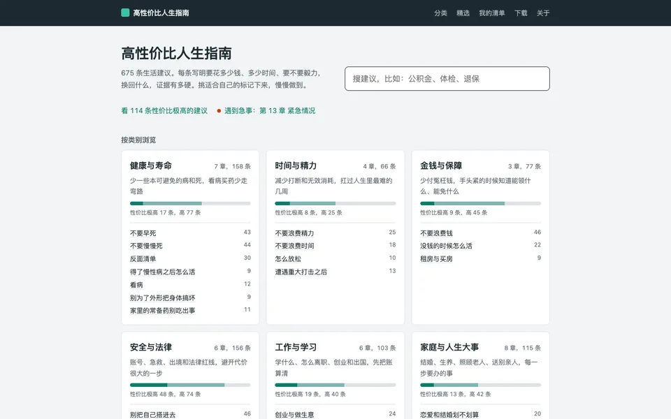 高性价比人生指南学习站 截图
